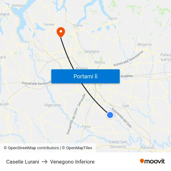 Caselle Lurani to Venegono Inferiore map