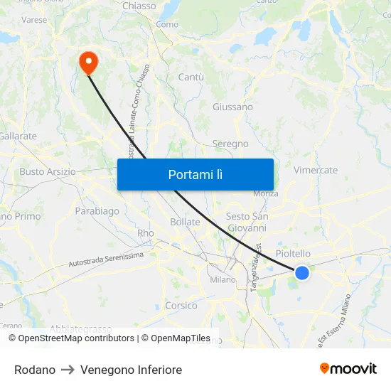 Rodano to Venegono Inferiore map
