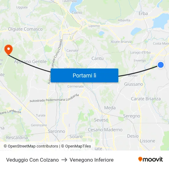 Veduggio Con Colzano to Venegono Inferiore map