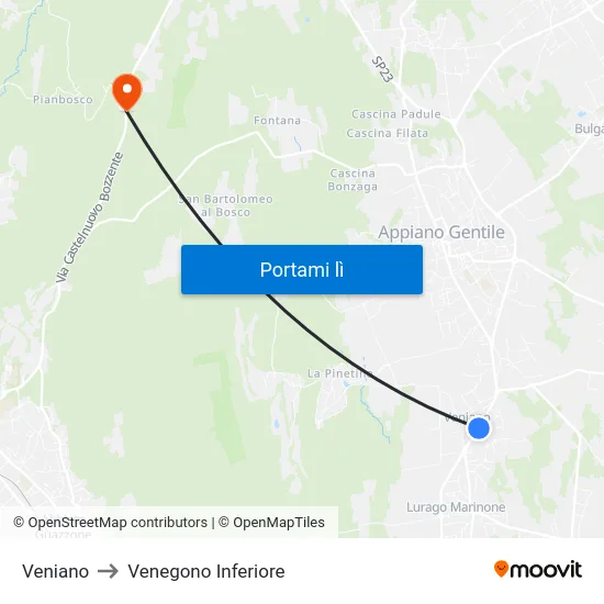 Veniano to Venegono Inferiore map