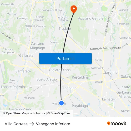 Villa Cortese to Venegono Inferiore map