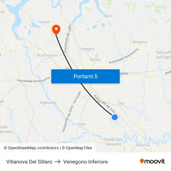 Villanova Del Sillaro to Venegono Inferiore map