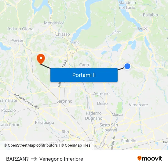 BARZAN? to Venegono Inferiore map
