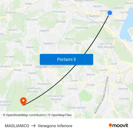 MASLIANICO to Venegono Inferiore map
