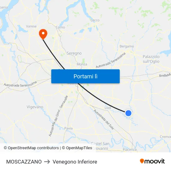 MOSCAZZANO to Venegono Inferiore map