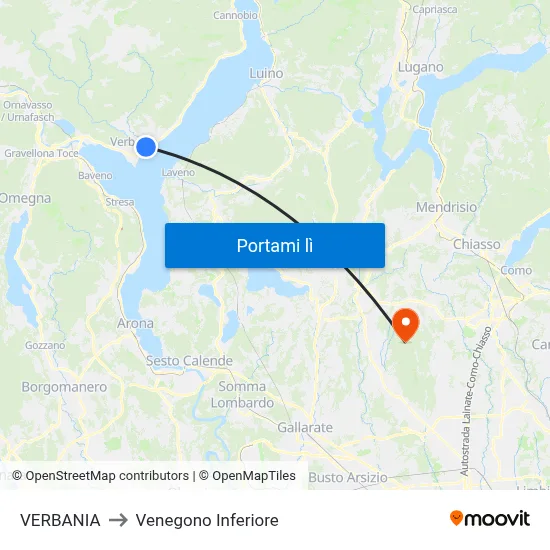 VERBANIA to Venegono Inferiore map
