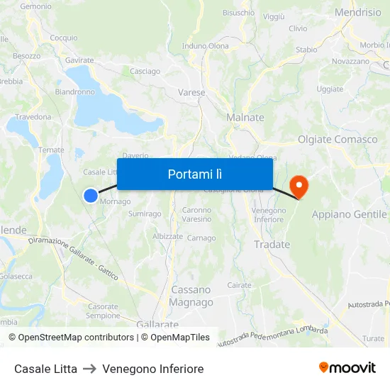 Casale Litta to Venegono Inferiore map