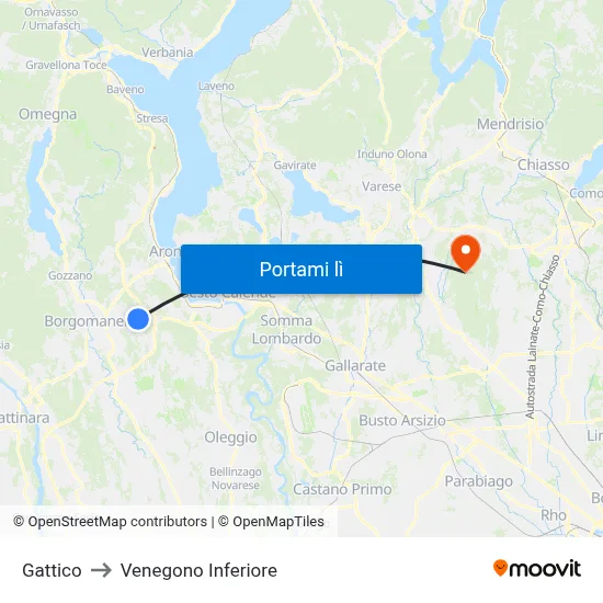 Gattico to Venegono Inferiore map