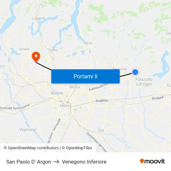 San Paolo D' Argon to Venegono Inferiore map