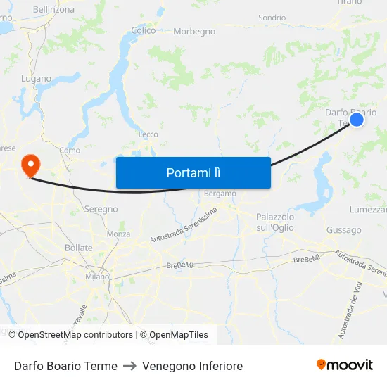 Darfo Boario Terme to Venegono Inferiore map