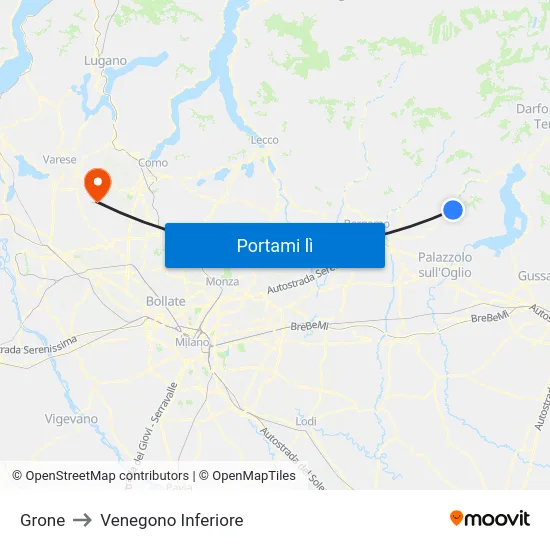 Grone to Venegono Inferiore map
