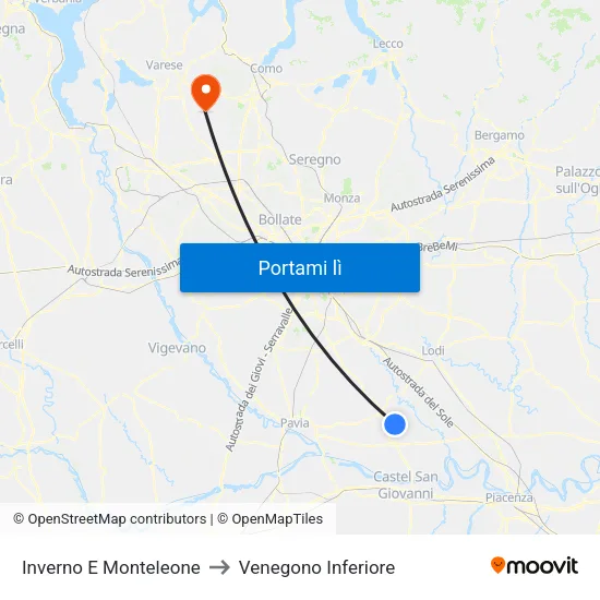 Inverno E Monteleone to Venegono Inferiore map