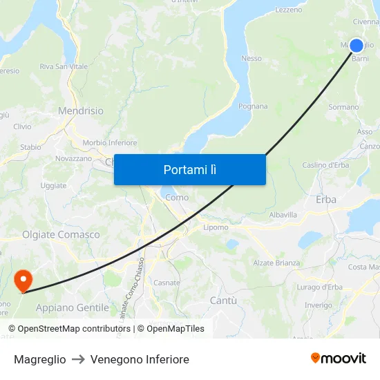 Magreglio to Venegono Inferiore map