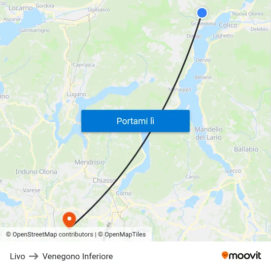 Livo to Venegono Inferiore map