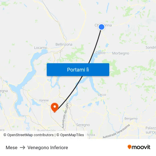 Mese to Venegono Inferiore map
