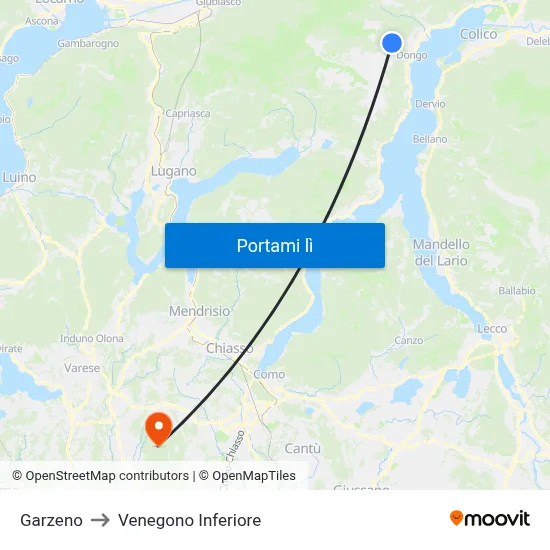 Garzeno to Venegono Inferiore map