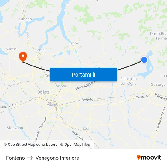 Fonteno to Venegono Inferiore map