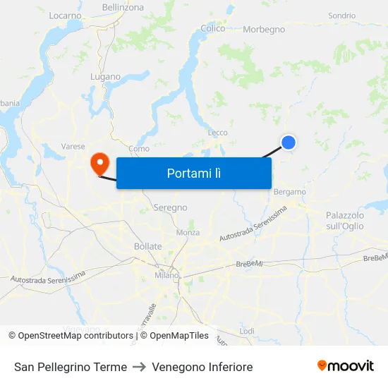San Pellegrino Terme to Venegono Inferiore map