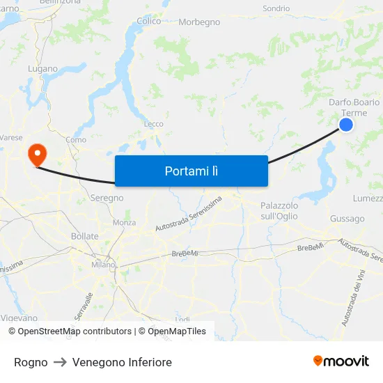 Rogno to Venegono Inferiore map