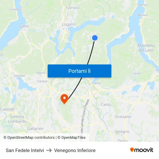 San Fedele Intelvi to Venegono Inferiore map