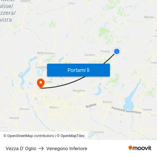 Vezza D' Oglio to Venegono Inferiore map
