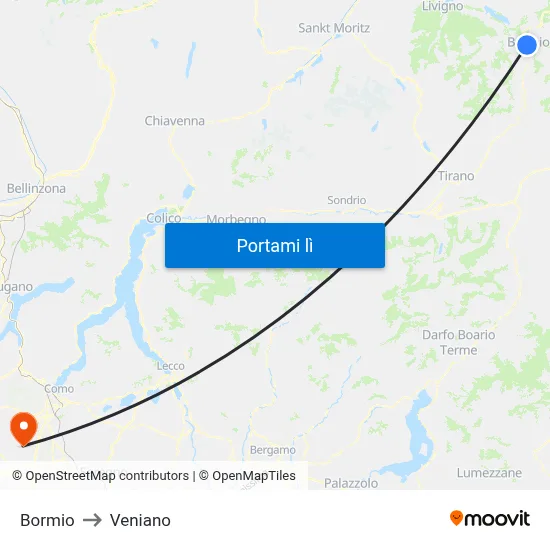 Bormio to Veniano map