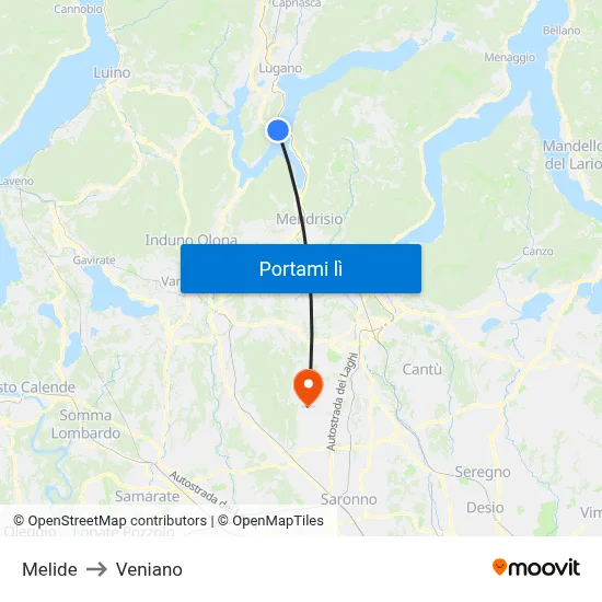 Melide to Veniano map