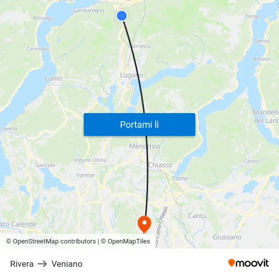 Rivera to Veniano map