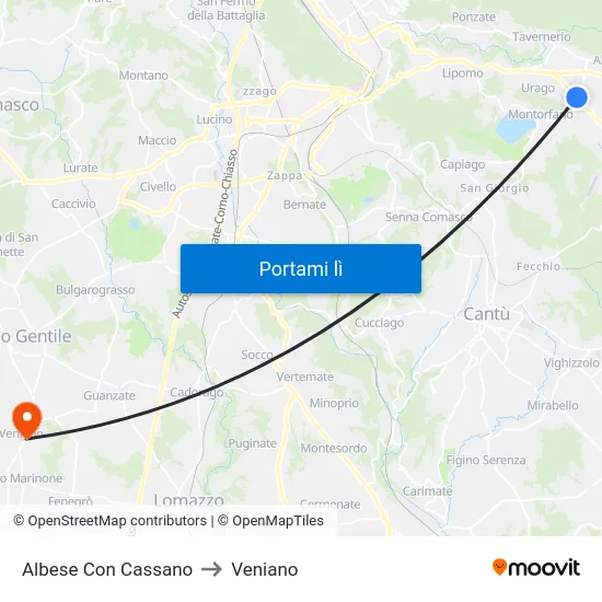 Albese Con Cassano to Veniano map
