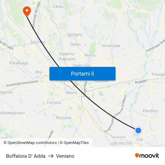 Boffalora D' Adda to Veniano map