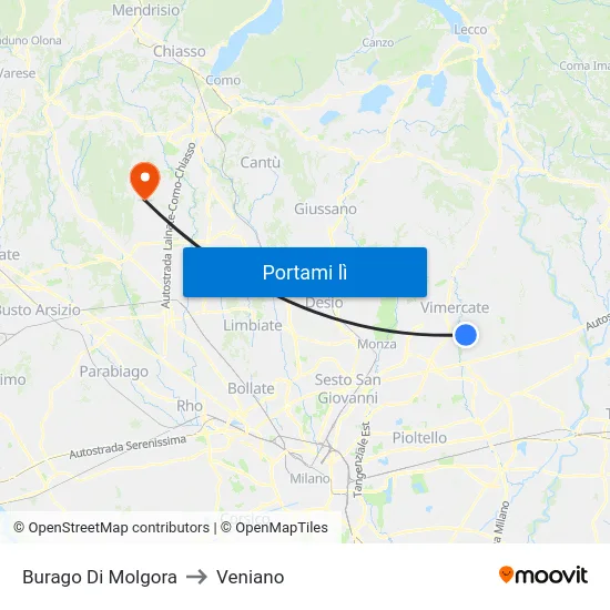 Burago Di Molgora to Veniano map