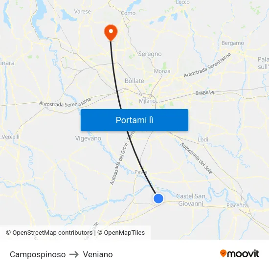 Campospinoso to Veniano map