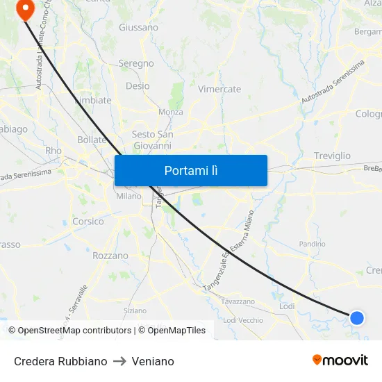 Credera Rubbiano to Veniano map