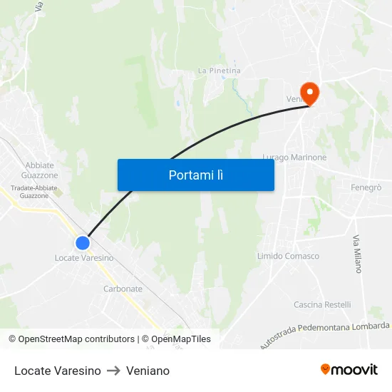 Locate Varesino to Veniano map