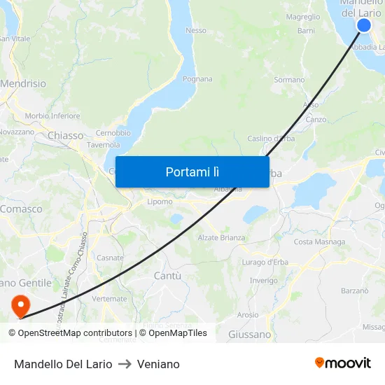 Mandello Del Lario to Veniano map