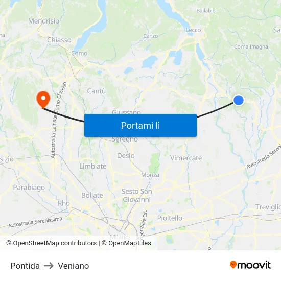 Pontida to Veniano map
