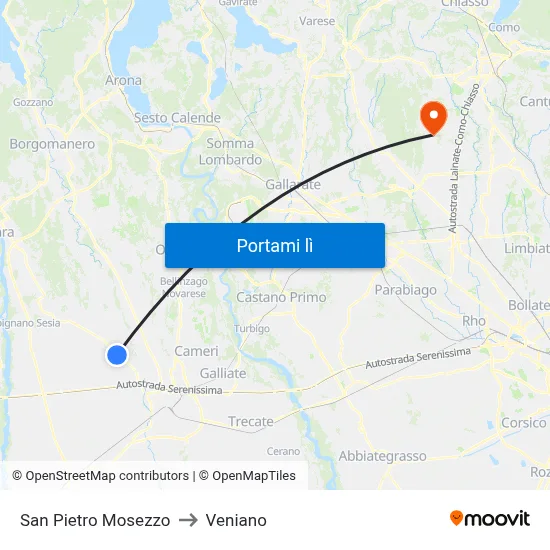 San Pietro Mosezzo to Veniano map