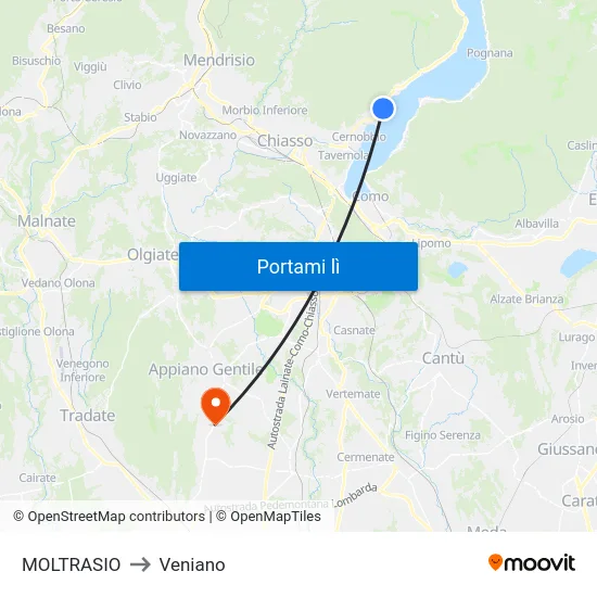 MOLTRASIO to Veniano map