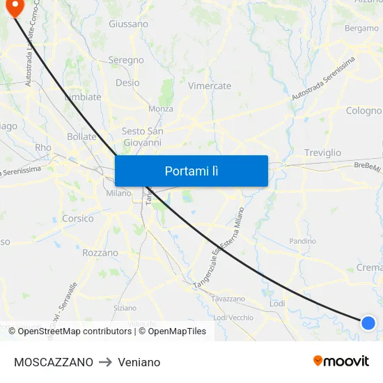 MOSCAZZANO to Veniano map