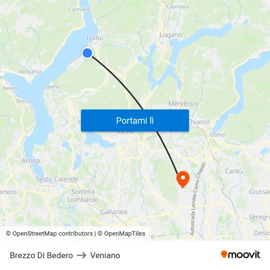 Brezzo Di Bedero to Veniano map
