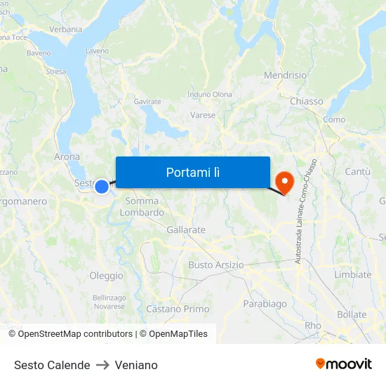 Sesto Calende to Veniano map