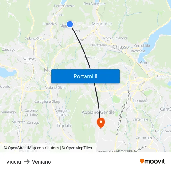 Viggiù to Veniano map