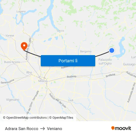 Adrara San Rocco to Veniano map