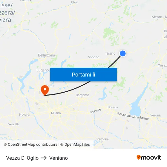 Vezza D' Oglio to Veniano map