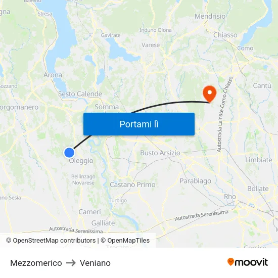Mezzomerico to Veniano map