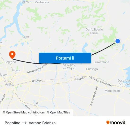 Bagolino to Verano Brianza map