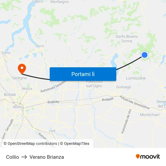 Collio to Verano Brianza map