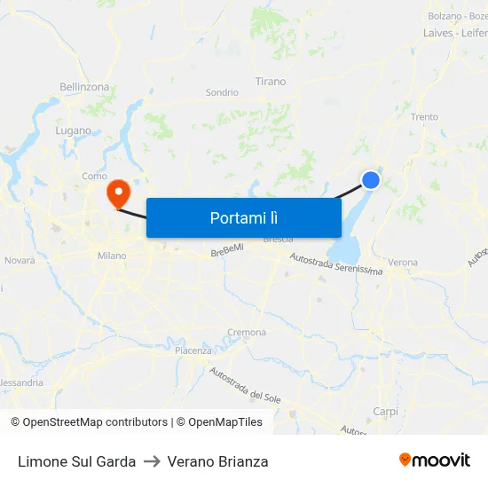 Limone Sul Garda to Verano Brianza map