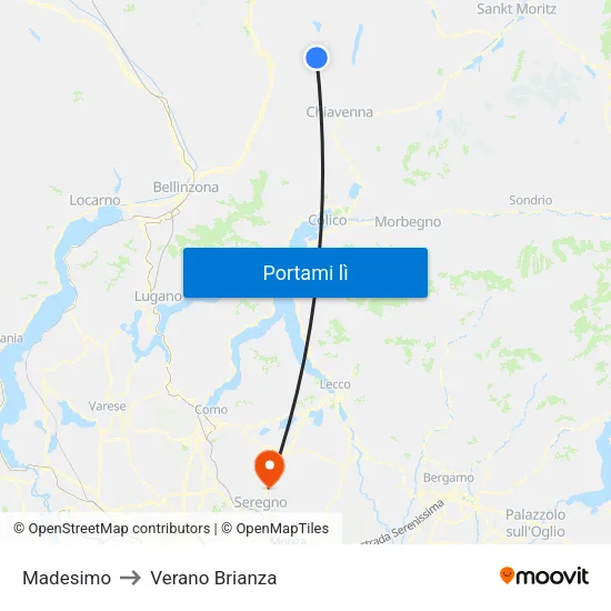 Madesimo to Verano Brianza map