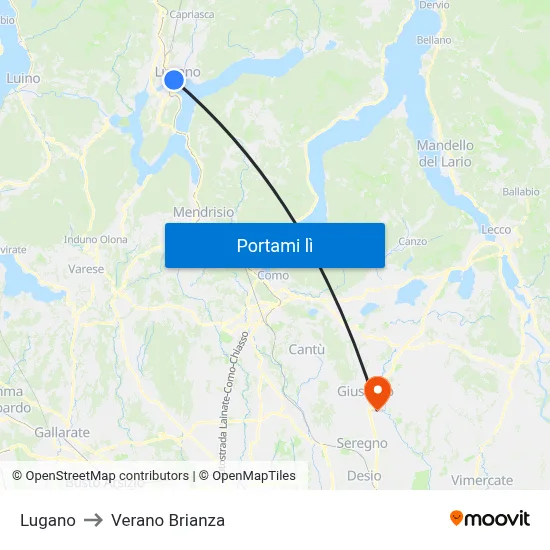 Lugano to Verano Brianza map